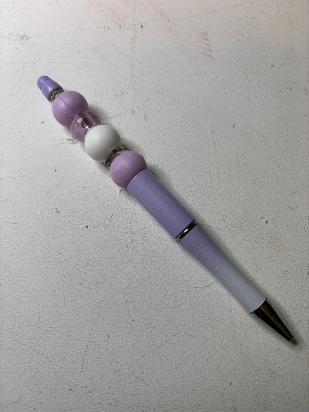 Lavender Beaded Ballpoint Pen by